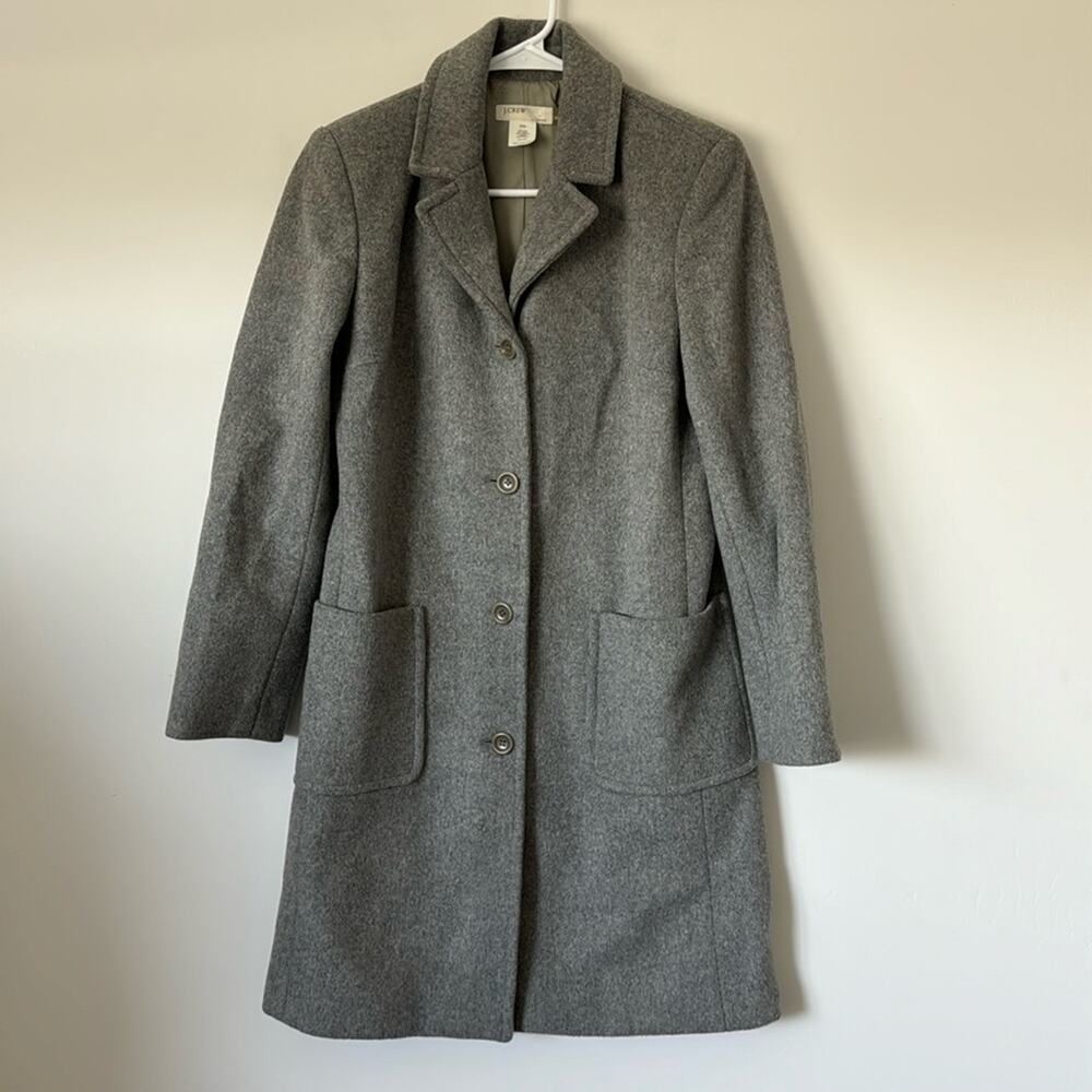 J. Crew Grey Wool Cashmere Blend Coat Size: XS Petite